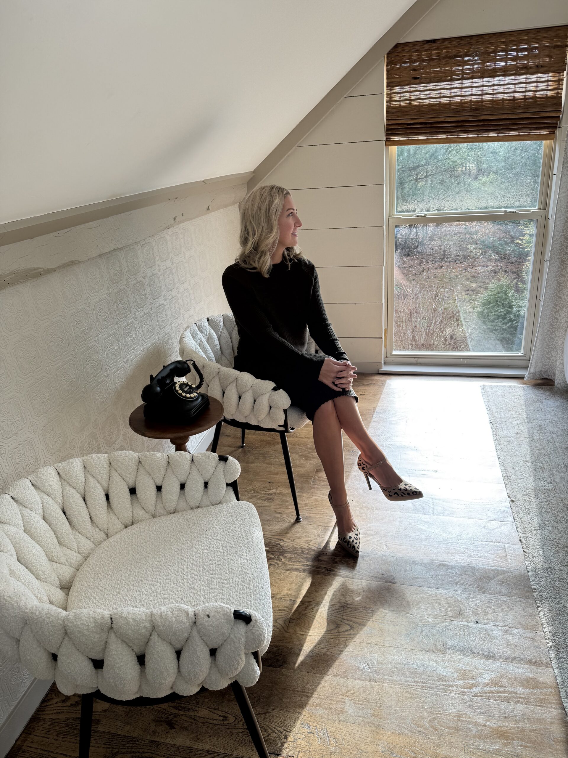 Amy looking reflective off into the distance